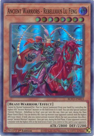 Ancient Warriors - Rebellious Lu Feng - BLVO-EN025 - Super Rare 1st Edition Blazing Vortex 1st Edition Singles