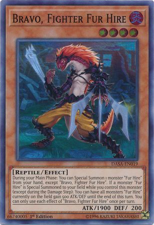 Bravo, Fighter Fur Hire - DASA-EN019 - Super Rare 1st Edition Dark Saviors 1st Edition Singles