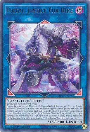 Folgo, Justice Fur Hire - MP19-EN190 - Rare 1st Edition Yu-Gi-Oh! 2019 Mega-Tins: Gold Sarcophagus Tin Mega Pack Singles (espanol)