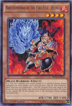 Brotherhood of the Fire Fist - Rhino - MP14-EN014 - Rare 1st Edition Yu-Gi-Oh! 2014 Mega-Tins Singles