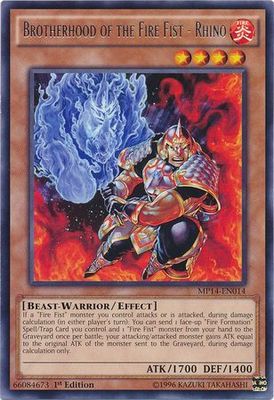 Brotherhood of the Fire Fist - Rhino - MP14-EN014 - Rare 1st Edition Yu-Gi-Oh! 2014 Mega-Tins Singles