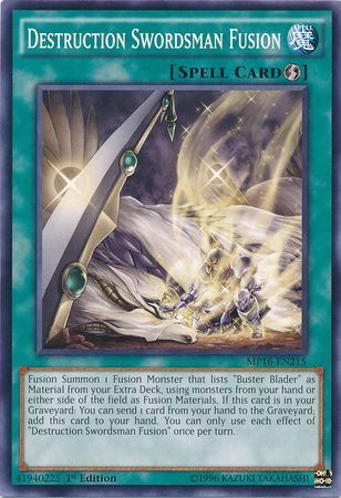 Destruction Swordsman Fusion - MP16-EN215 - Common 1st Edition Yu-Gi-Oh! 2016 Mega-Tins 1st Edition Singles