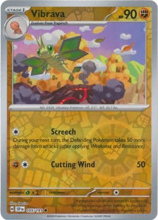 Vibrava - 105/191 - Common Reverse Holo Scarlet &amp; Violet: Surging Sparks Reverse Singles