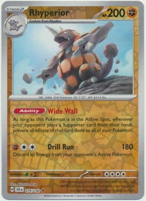 Rhyperior - 076/142 - Reverse Holo Rare Scarlet &amp; Violet: Stellar Crown Reverse Singles