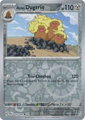Alolan Dugtrio - 123/191 - Uncommon Reverse Holo Scarlet &amp; Violet: Surging Sparks Reverse Singles