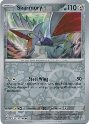 Skarmory - 124/191 - Common Reverse Holo Scarlet &amp; Violet: Surging Sparks Reverse Singles