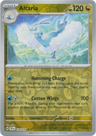 Altaria - 134/191 - Uncommon Reverse Holo Scarlet &amp; Violet: Surging Sparks Reverse Singles