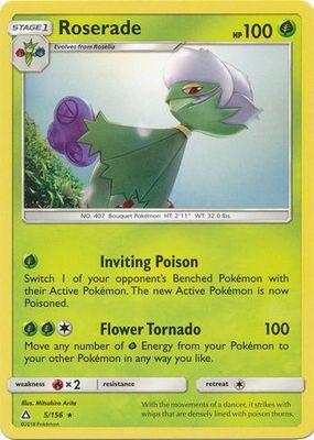Roserade - 5/156 - Rare Sun &amp; Moon: Ultra Prism Singles (Español)