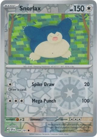 Snorlax - 144/191 - Common Reverse Holo Scarlet &amp; Violet: Surging Sparks Reverse Singles