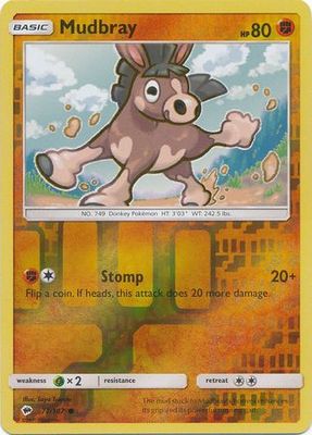 Mudbray - 77/147 - Common Reverse Holo Sun &amp; Moon: Burning Shadows Reverse Holo Singles