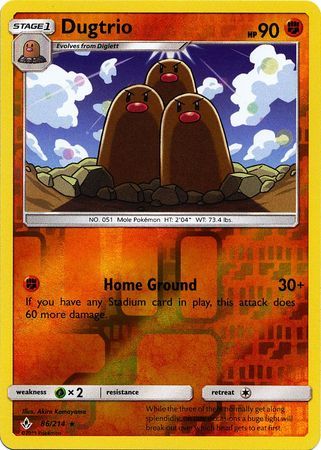 Dugtrio - 86/214 - Rare Reverse Holo Sun &amp; Moon: Unbroken Bonds Reverse Holo Singles