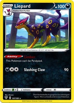 Liepard - 107/189 - Rare Sword &amp; Shield: Darkness Ablaze Singles