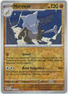Marowak - 073/142 - Uncommon Reverse Holo Scarlet &amp; Violet: Stellar Crown Reverse Singles