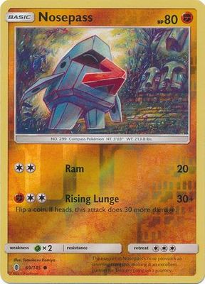 Nosepass - 69/145 - Common Reverse Holo Sun &amp; Moon: Guardians Rising Reverse Holo Singles