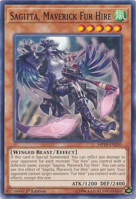 Sagitta, Maverick Fur Hire - MP19-EN250 - Common 1st Edition Yu-Gi-Oh! 2019 Mega-Tins: Gold Sarcophagus Tin Mega Pack Singles (espanol)