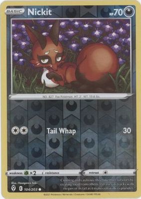 Nickit - 104/203 - Common Reverse Holo Sword &amp; Shield: Evolving Skies Reverse Holo Singles