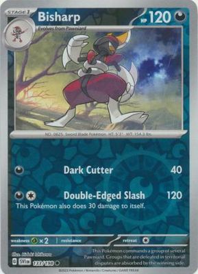 Bisharp - 133/198 - Common Reverse Holo Scarlet &amp; Violet (Base Set) Reverse Holo Singles