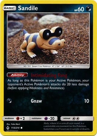 Sandile - 113/214 - Common Reverse Holo Sun &amp; Moon: Unbroken Bonds Reverse Holo Singles