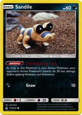 Sandile - 113/214 - Common Reverse Holo Sun &amp; Moon: Unbroken Bonds Reverse Holo Singles