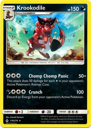 Krookodile - 116/214 - Rare Sun &amp; Moon: Unbroken Bonds Singles