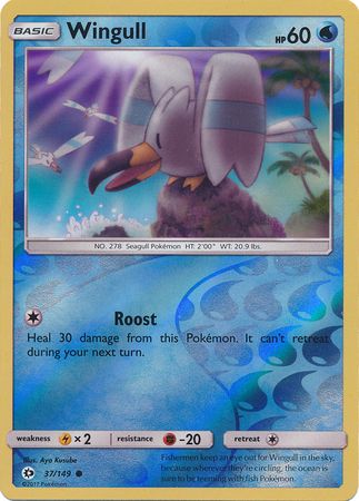 Wingull - 37/149 - Common Reverse Holo Sun &amp; Moon (Base Set) Reverse Holo Singles