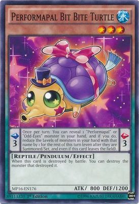 Performapal Bit Bite Turtle - MP16-EN176 - Common 1st Edition Yu-Gi-Oh! 2016 Mega-Tins 1st Edition Singles (espanol)