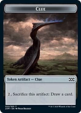 Clue // Golem Double-Sided Token - Double Masters (Foil) Double Masters