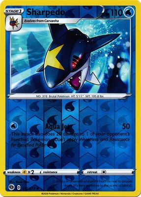 Sharpedo - 012/073 - Uncommon Reverse Holo Champion&#39;s Path Reverse Holo Singles