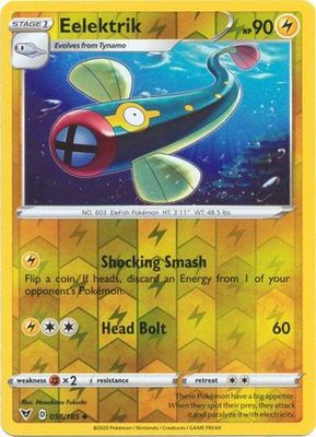 Eelektrik - 058/185 - Uncommon Reverse Holo Sword &amp; Shield: Vivid Voltage Reverse Holo Singles