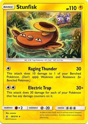 Stunfisk - 56/214 - Rare Sun &amp; Moon: Unbroken Bonds Singles