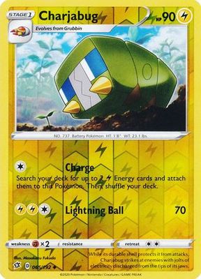 Charjabug - 065/192 - Uncommon Reverse Holo Sword &amp; Shield: Rebel Clash Reverse Holo Singles