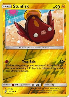 Stunfisk - 67/236 - Common Reverse Holo Sun &amp; Moon: Unified Minds Reverse Holo Singles