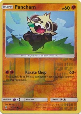 Pancham - 72/145 - Common Reverse Holo Sun &amp; Moon: Guardians Rising Singles (Español)
