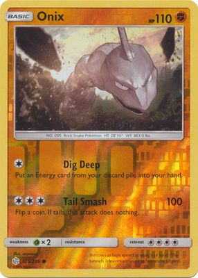 Onix - 105/236 - Common Reverse Holo Sun &amp; Moon: Cosmic Eclipse Reverse Holo Singles(Español)