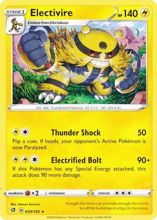 Electivire - 059/192 - Rare Sword &amp; Shield: Rebel Clash Singles