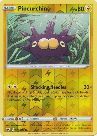 Pincurchin - 077/202 - Common Reverse Holo Sword &amp; Shield (Base Set) Reverse Holo Singles