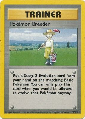 Pokemon Breeder - 76/102 - Rare Unlimited Base Set Unlimited Singles