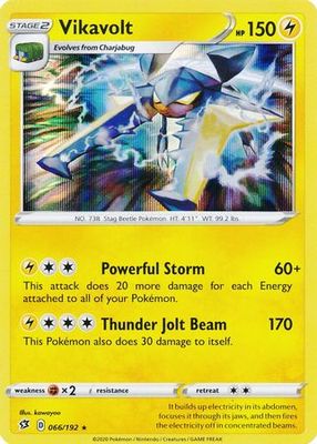 Vikavolt - 066/192 - Holo Rare Sword &amp; Shield: Rebel Clash Singles
