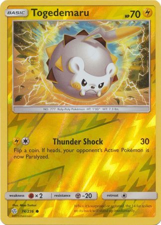 Togedemaru - 74/236 - Common Reverse Holo Sun &amp; Moon: Cosmic Eclipse Reverse Holo Singles