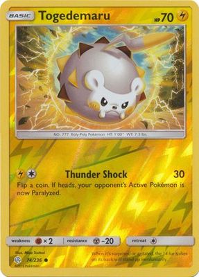 Togedemaru - 74/236 - Common Reverse Holo Sun &amp; Moon: Cosmic Eclipse Reverse Holo Singles(Español)