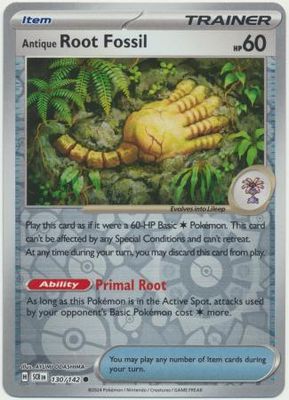 Antique Root Fossil - 130/142 - Common Reverse Holo Scarlet &amp; Violet: Stellar Crown Reverse Singles