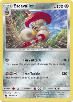 Escavalier - 69/111 - Rare Sun &amp; Moon: Crimson Invasion Singles