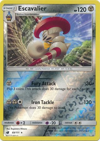 Escavalier - 69/111 - Rare Reverse Holo Sun &amp; Moon: Crimson Invasion Reverse Holo Singles