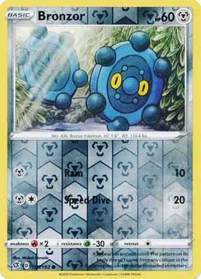 Bronzor - 129/192 - Common Reverse Holo Sword &amp; Shield: Rebel Clash Reverse Holo Singles (Español)