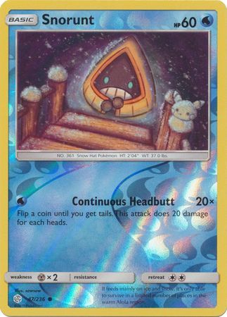 Snorunt - 47/236 - Common Reverse Holo Sun &amp; Moon: Cosmic Eclipse Reverse Holo (Español)