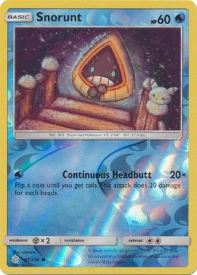 Snorunt - 47/236 - Common Reverse Holo Sun &amp; Moon: Cosmic Eclipse Reverse Holo (Español)