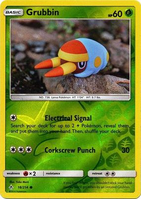 Grubbin - 18/214 - Common Reverse Holo Sun &amp; Moon: Unbroken Bonds Reverse Holo Singles