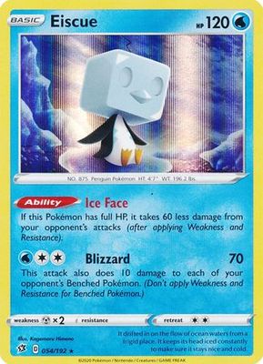 Eiscue - 054/192 - Holo Rare Sword &amp; Shield: Rebel Clash Singles