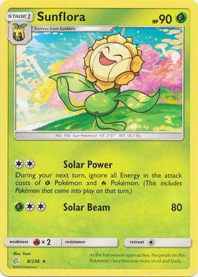 Sunflora - 8/236 - Rare Sun &amp; Moon: Cosmic Eclipse Singles