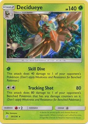 Decidueye - 20/236 - Holo Rare Sun &amp; Moon: Cosmic Eclipse Singles